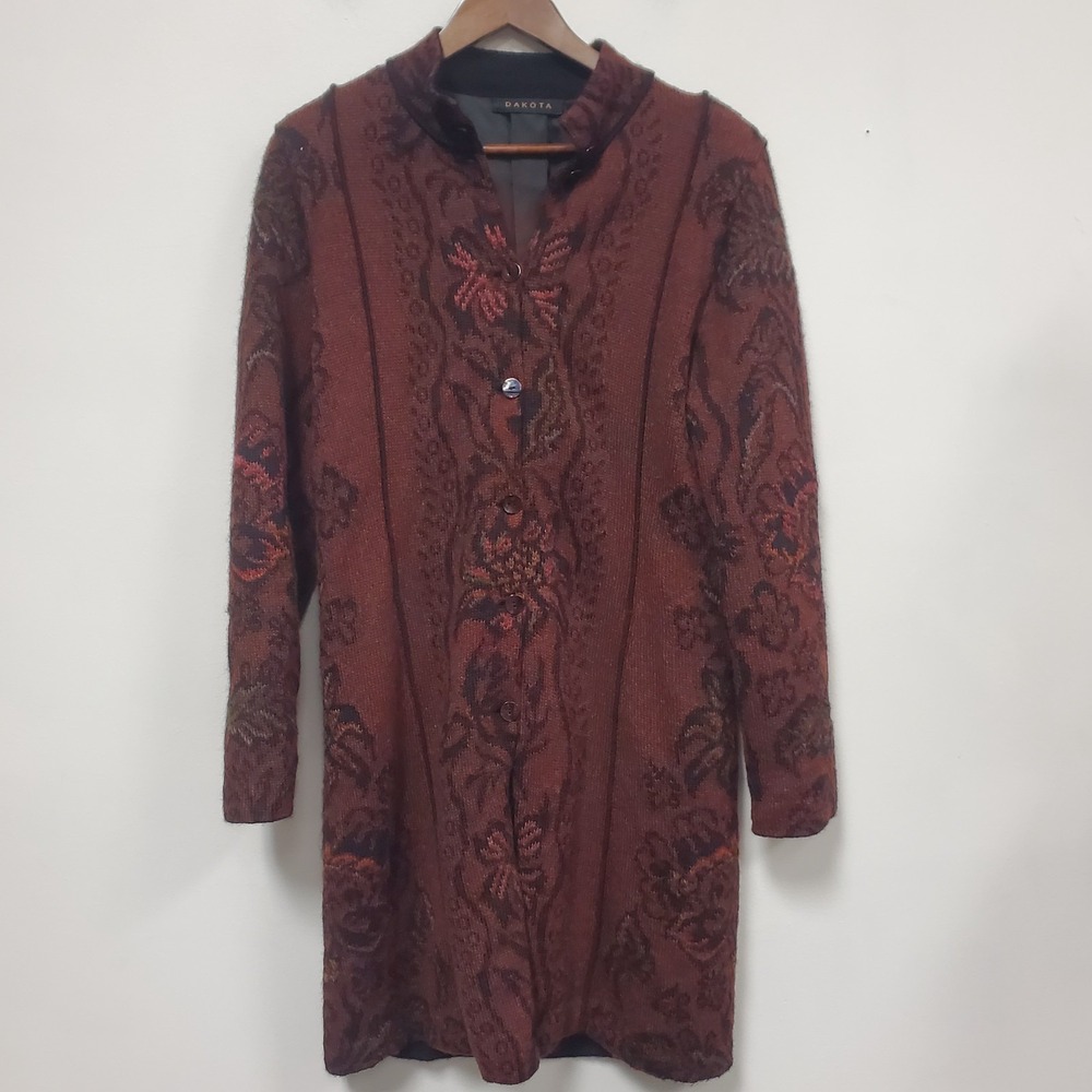 Dakota 100% Alpaca Coat Size M Hand Loomed Bollivia Long Lined Sweater Western - Picture 3 of 12